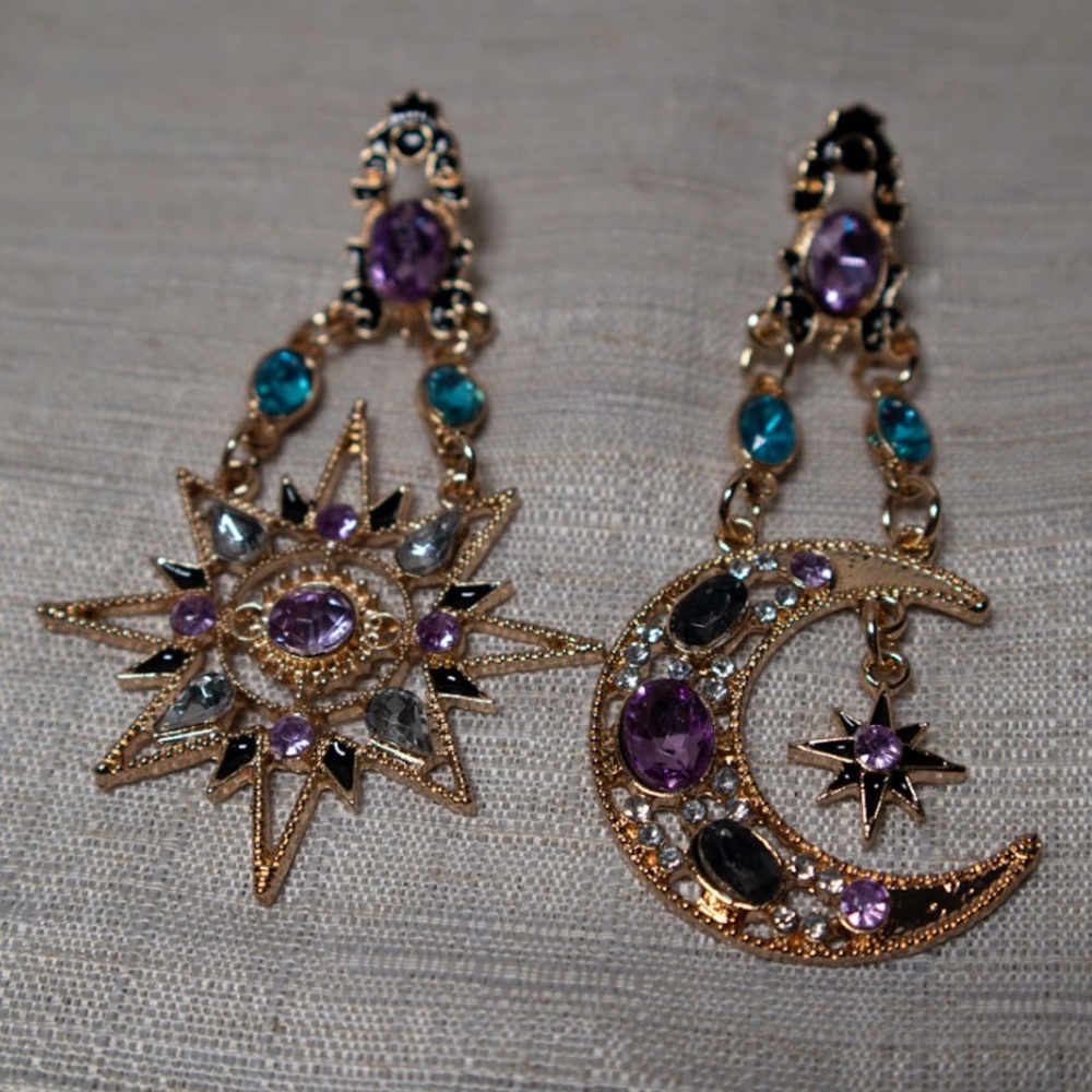 Moon and Stars Boho Earrings - Picture 2 of 5